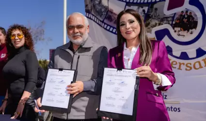 Encabeza alcaldesa Claudia Agatn firma de convenio con CBTIS 41