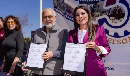 Encabeza alcaldesa Claudia Agatn firma de convenio con CBTIS 41