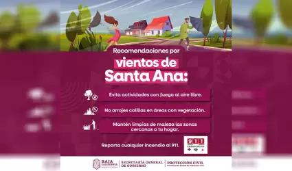 Recomendaciones por vientos de Santa Ana