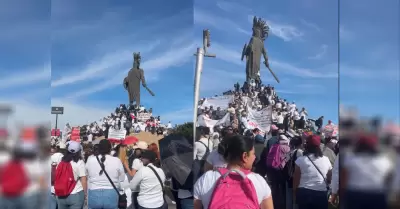 Docentes protestan en la glorieta Cuauhtmoc; rechazan reforma y acusan abandono
