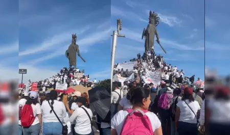 Docentes protestan en la glorieta Cuauhtmoc; rechazan reforma y acusan abandono