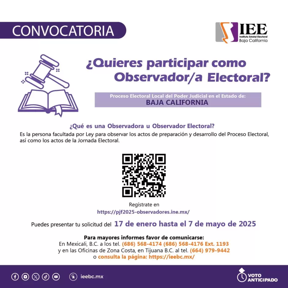 Convocatoria para participar en el PELE 2025 como observador u observadora electoral