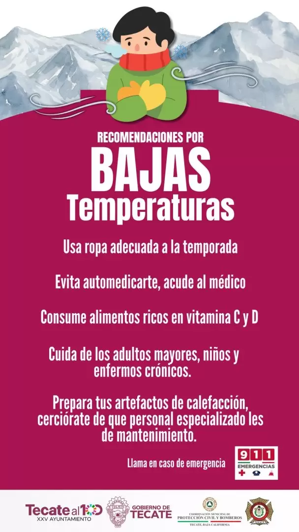 Recomendaciones ante lluvias y bajas temperaturas