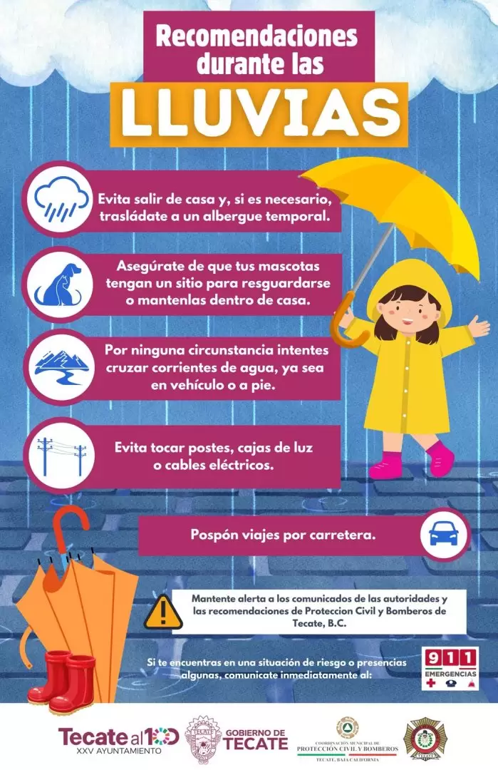 Recomendaciones ante lluvias y bajas temperaturas