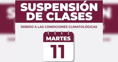 Suspenden clases este martes 11 por condiciones climticas