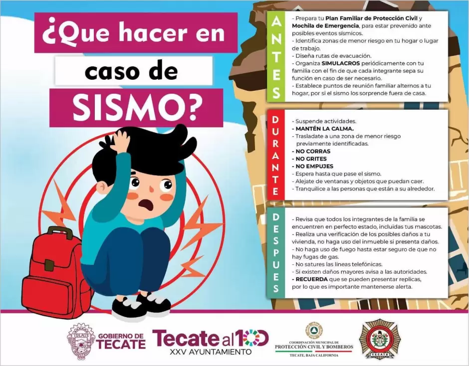 Recomendaciones tras sismo registrado