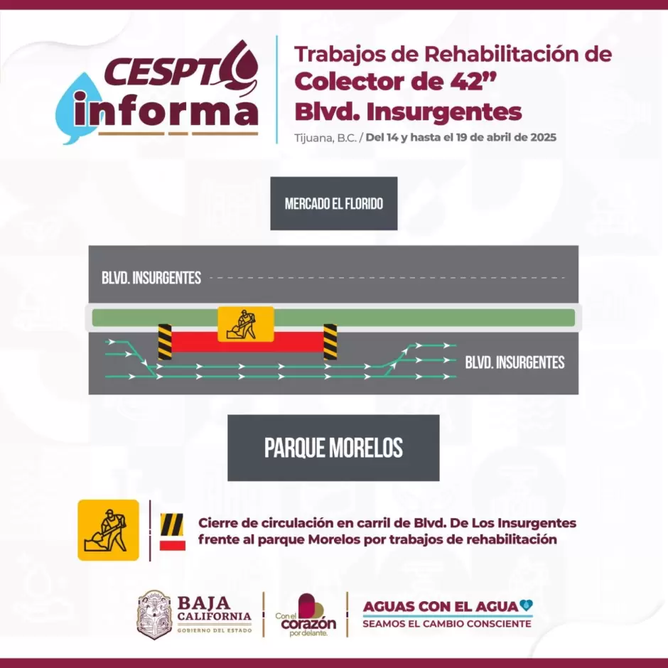 Mantenimiento correctivo en el colector Insurgentes