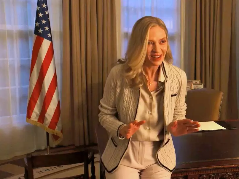 Uma Thurman, en Red, White & Royal Blue.