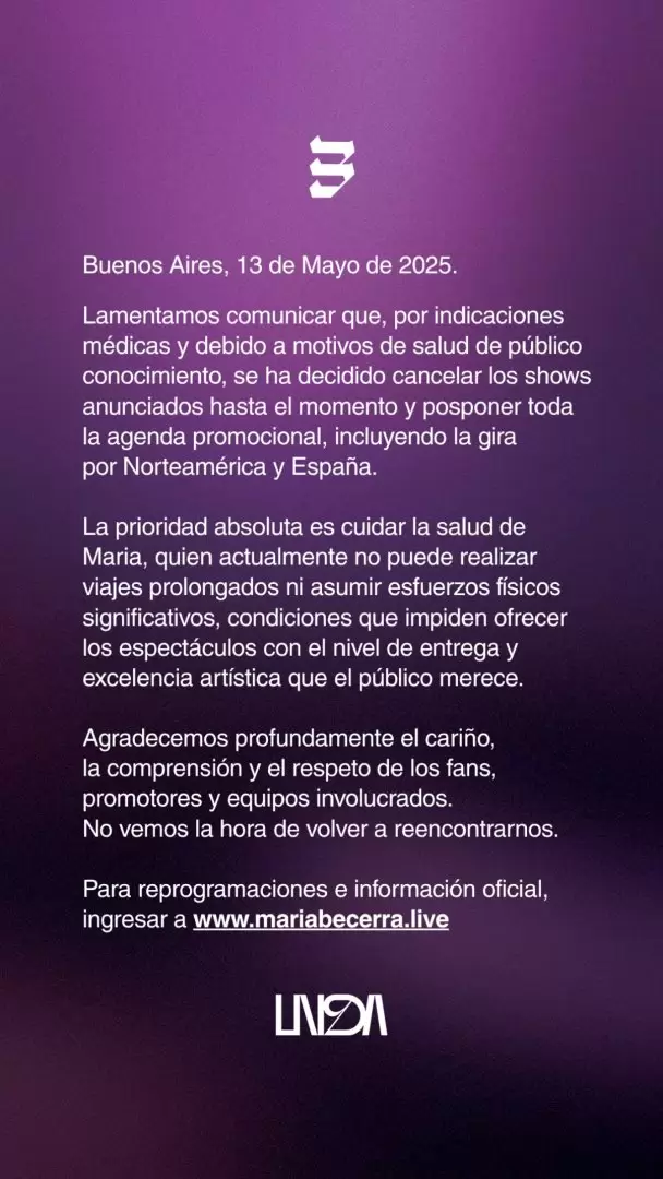 Comunicado María Becerra