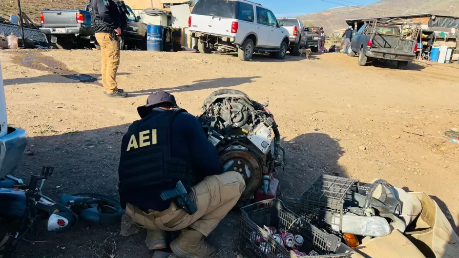 Vehculos asegurados durante cateo en investigacin por robo de vehculos