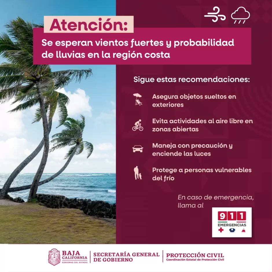 Vientos fuertes y descenso de temperaturas