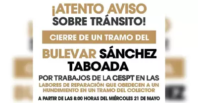 Cierre parcial de un tramo del bulevar Snchez Taboada y Calle 11 por trabajos d