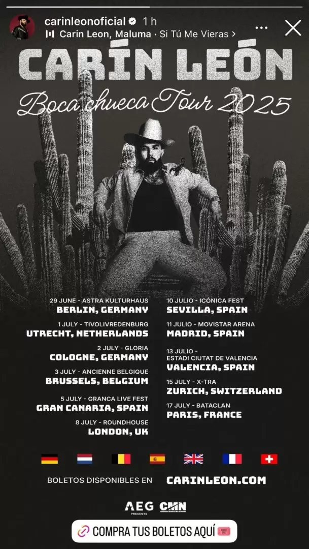 Carín León listo para su nueva gira por Europa