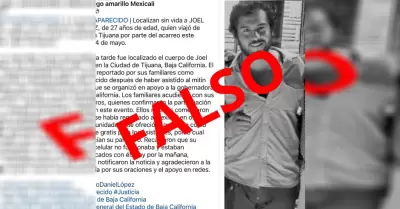 FGE BC desmiente desaparici�n de persona de nombre Joel S�nchez