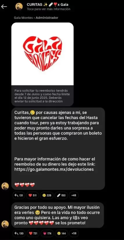 Gala Montes cancela su gira "Hasta Cuando Tour"