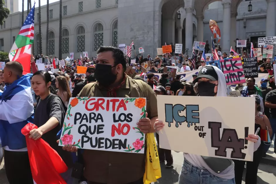 Miles protestan en Los ngeles contra redadas migratorias y militarizacin del pas