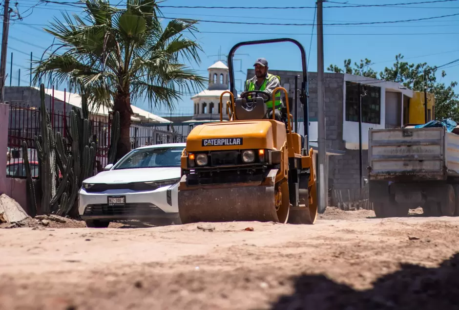 Obras de pavimentacin en Torres de Matamoros