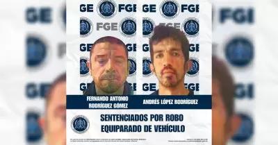 Sentenciados por el delito de robo equiparado de vehculo de motor en Tijuana