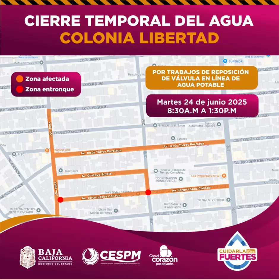 Suspensiones programadas del servicio de agua en Mexicali