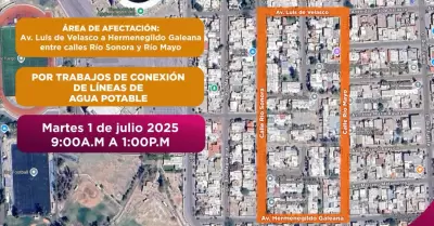 Cierre temporal de agua potable en fraccionamientos Unidad Patria y Las Fuentes