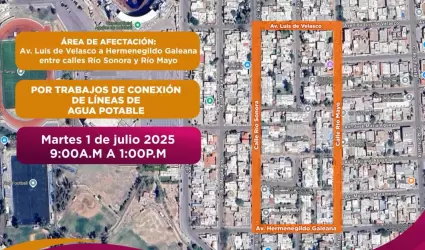 Cierre temporal de agua potable en fraccionamientos Unidad Patria y Las Fuentes