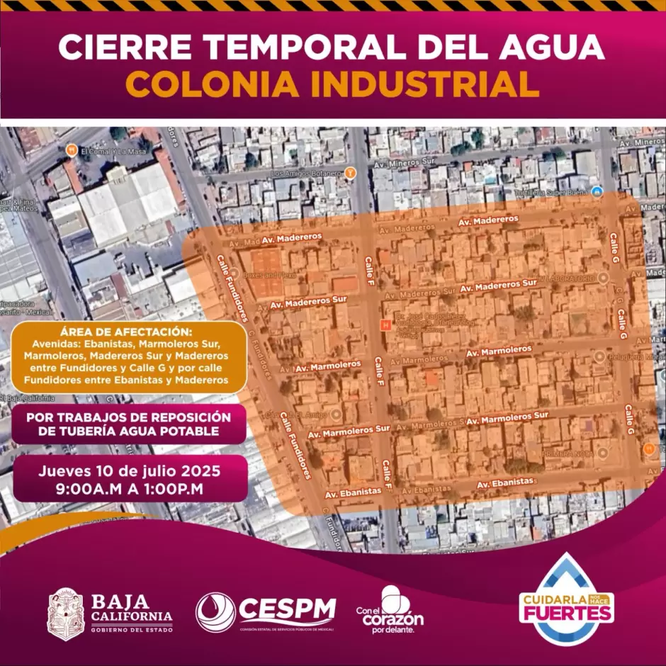Cierres temporales de agua potable y afectaciones viales en colonias de Mexicali