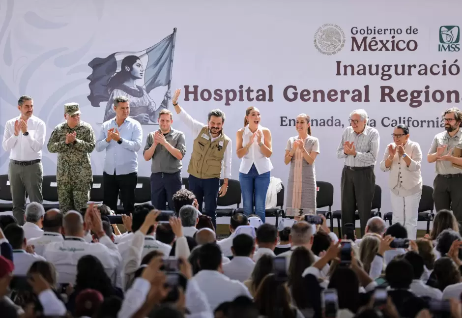 Sheinbaum inaugura primera etapa del Hospital General #23 en Ensenada, Baja California.