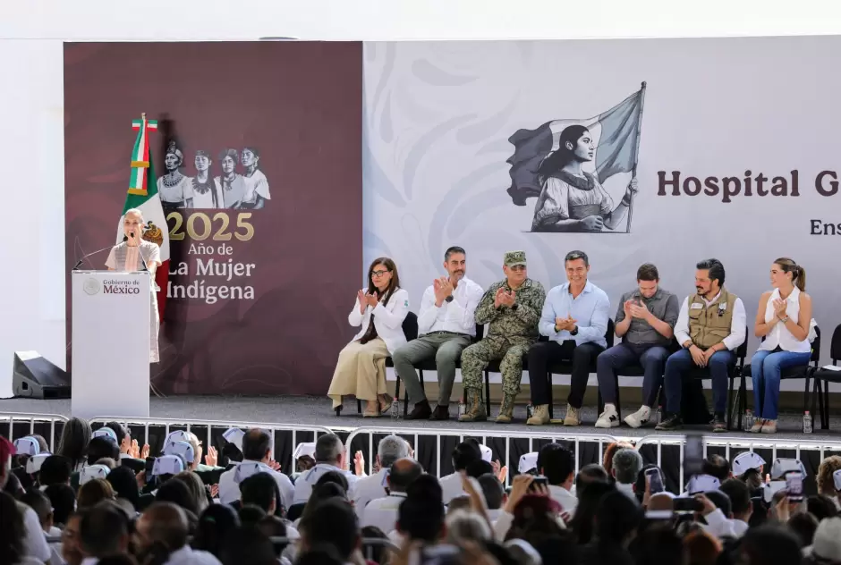 Sheinbaum inaugura primera etapa del Hospital General #23 en Ensenada, Baja California.