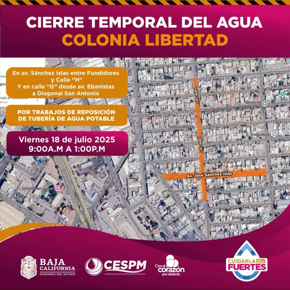Suspensin del servicio de agua potable en sectores de la Colonia Libertad