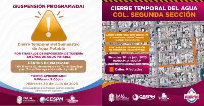Programada del servicio de agua potable