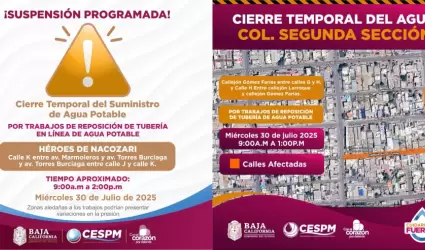 Programada del servicio de agua potable