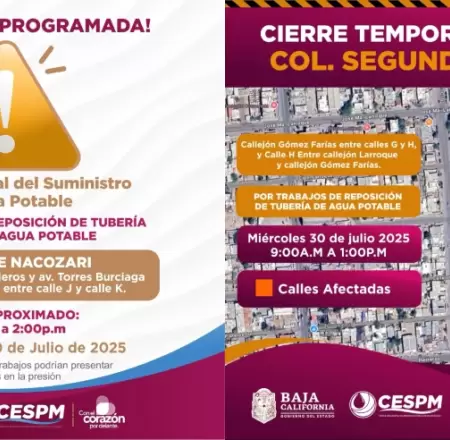 Programada del servicio de agua potable