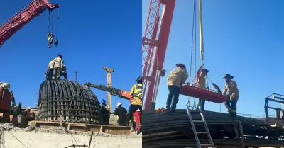 Rescatan a dos personas tras accidente en construcción de torre de viaducto elev