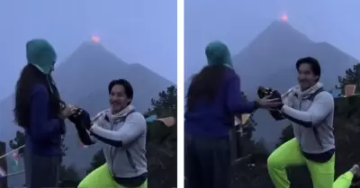 Erupcin volcnica durante propuesta matrimonial