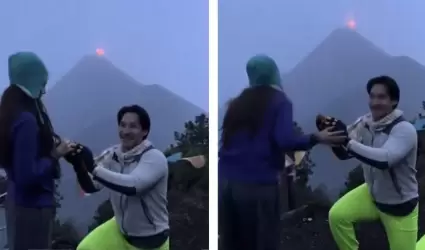 Erupcin volcnica durante propuesta matrimonial