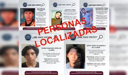 Cinco personas reportadas como desaparecidas