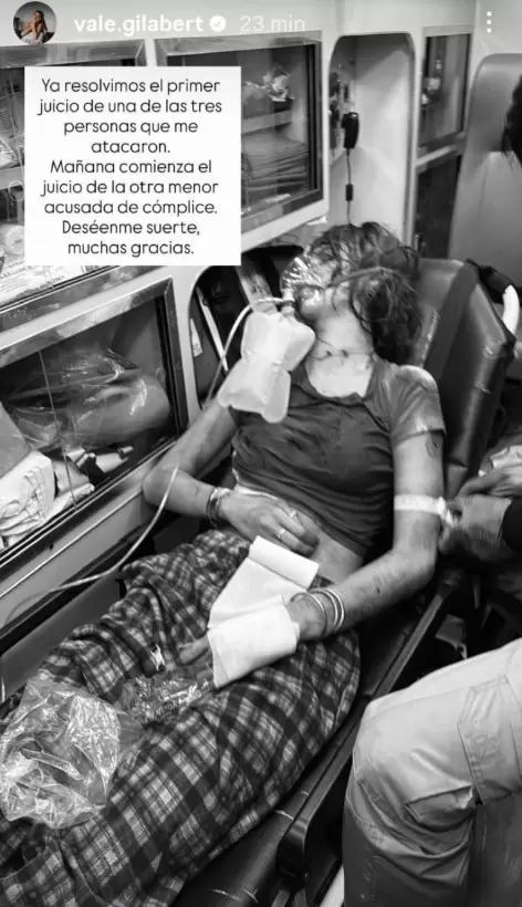 Valentina Gilabert comparte imagen ensangrentada en una ambulancia