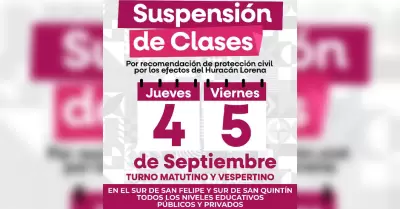 Suspensin de clases en San Quintn y sur de San Felipe
