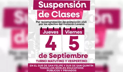Suspensin de clases en San Quintn y sur de San Felipe