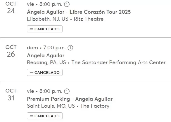 ngela Aguilar cancela conciertos en Estados Unidos