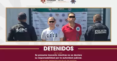 Presuntos responsables de robo con violencia en comercio