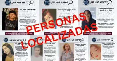 Personas reportadas como desaparecidas localizadas