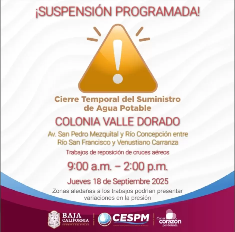 Suspensión programada de agua