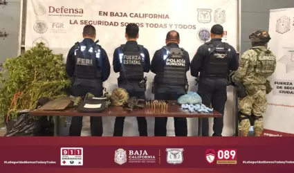 Aseguran fusil AK-47 abastecido y droga en Tijuana