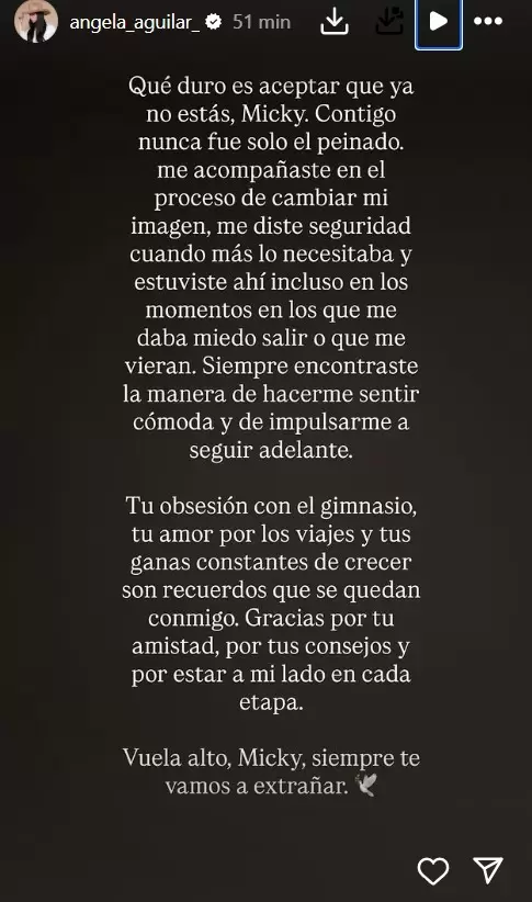 ngela Aguilar reacciona al asesinato del estilista Miguel de la Mora