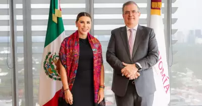 Gobernadora Marina del Pilar y secretario Marcelo Ebrard