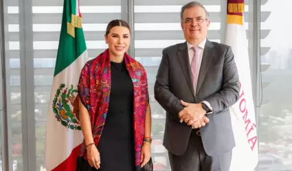 Gobernadora Marina del Pilar y secretario Marcelo Ebrard