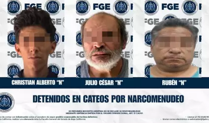 Detenidos en cateos por narcomenudeo en Tijuana y Playas de Rosarito