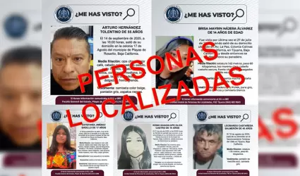 Personas reportadas como desaparecidas localizadas