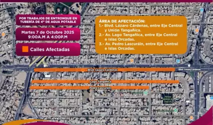 Cierres temporales del servicio de agua potable en Jardines del Lago y Villas de